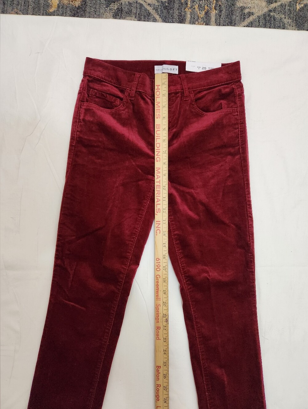 LOFT Burgundy Velvet Skinny Pants - Picture 6 of 8